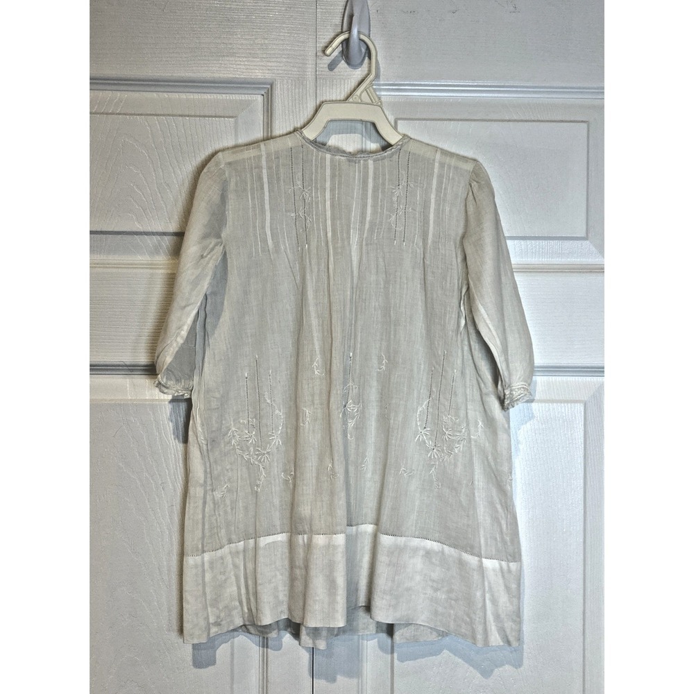 Antique‎ Childs White Cotton Dress Hand Embroidered Pintuck Heirloom Gown
